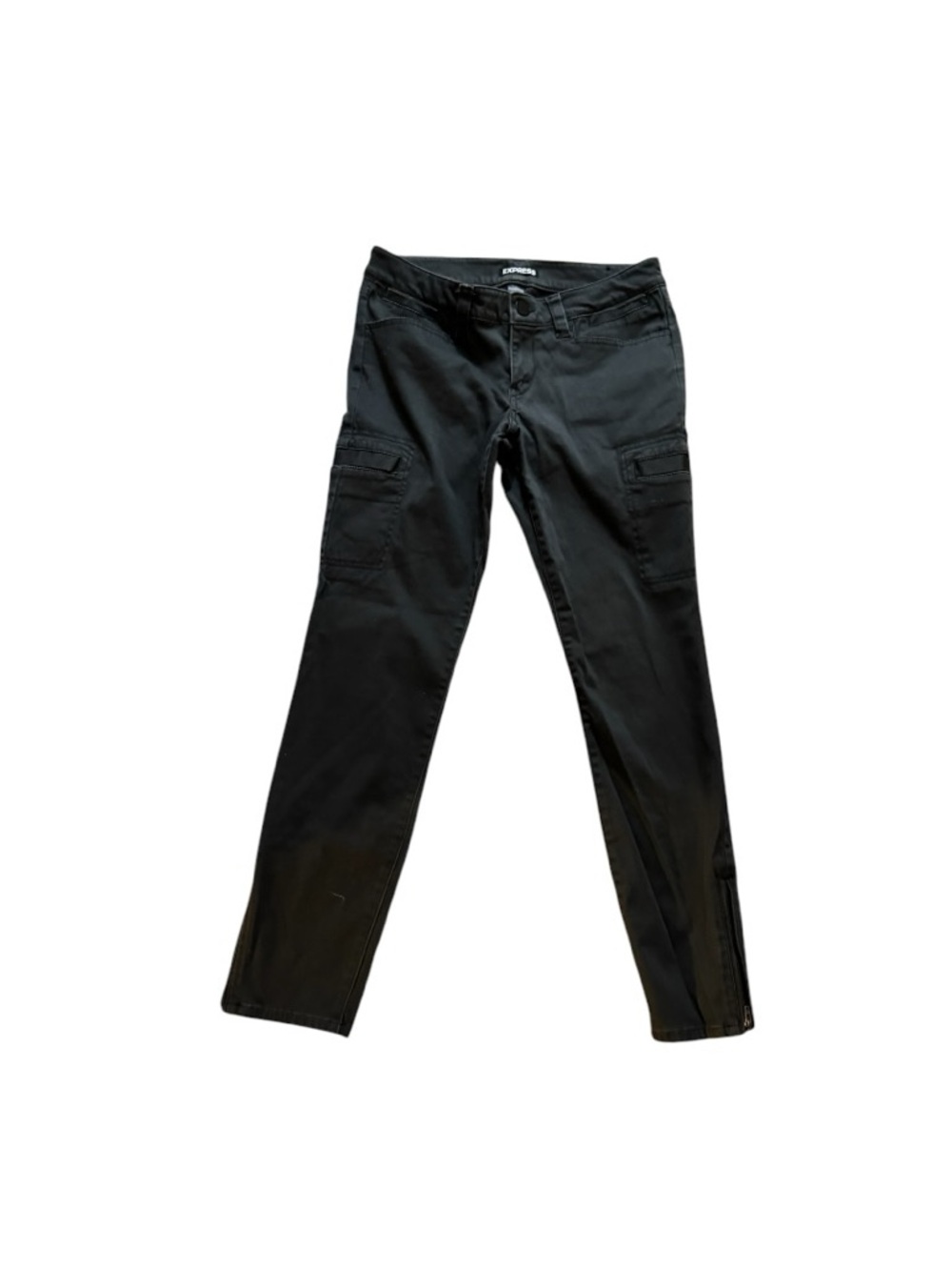 Express Black Ankle Cargo Jeans